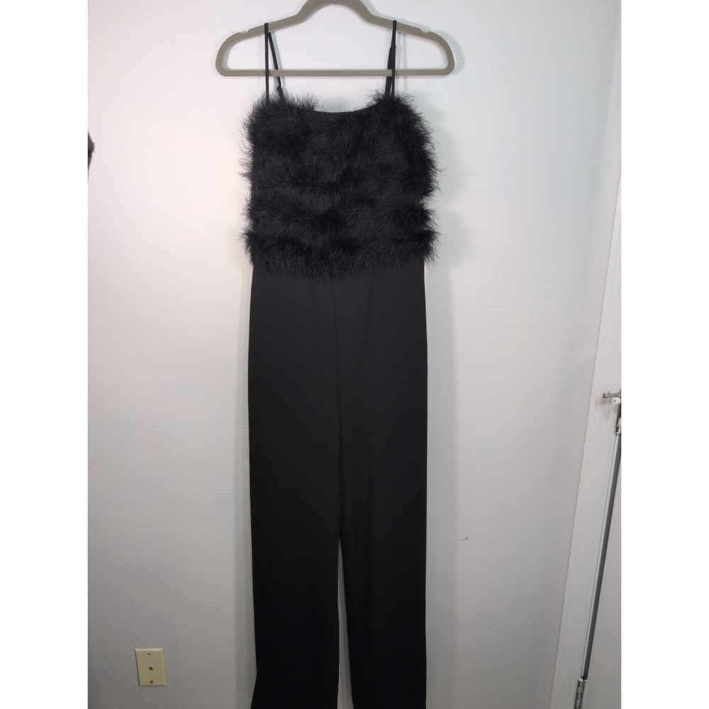 Crystal Sky Women Black Feathery XL Jumpsuit Small NWT